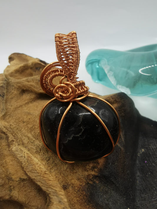 Copper Wire Wrapped Agate Crystal Pendant
