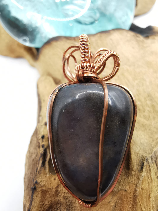 Copper Wire Wrapped Sodalite Crystal Pendant