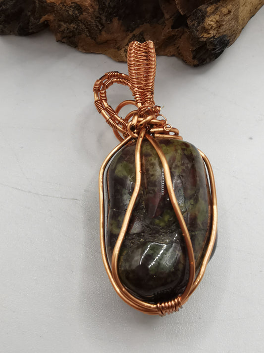 Copper Wire Wrapped Dragon Stone Jasper