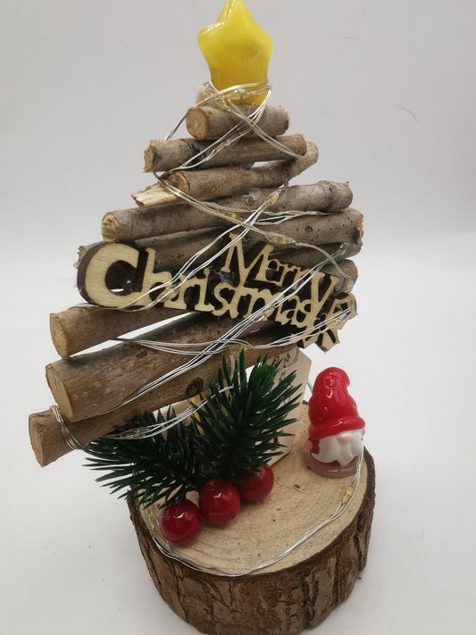 Yellow Aventurine Christmas Tree Ornament with Lights