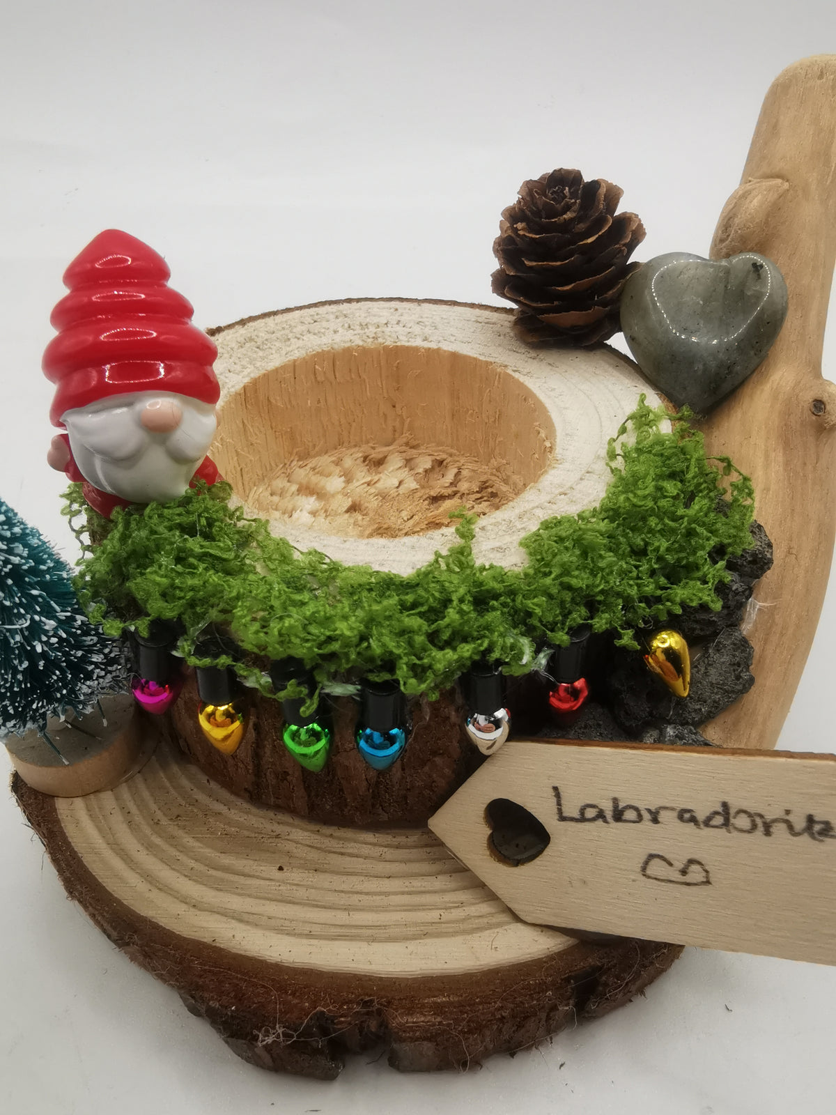 Labradorite Christmas Candle Holder