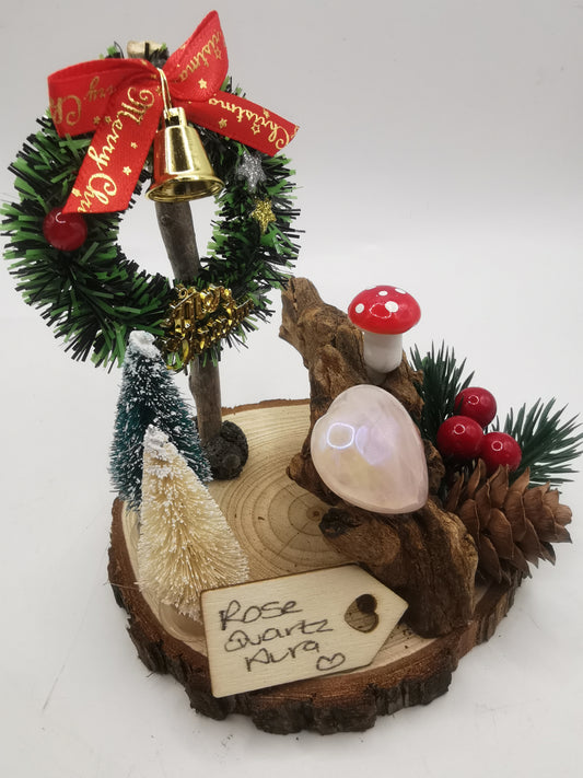 Rose Quartz Aura Heart Christmas Ornament