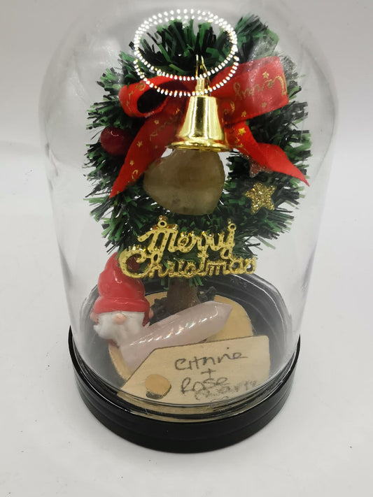 Citrine Heart & Rose Quartz Point Domed Terrarium