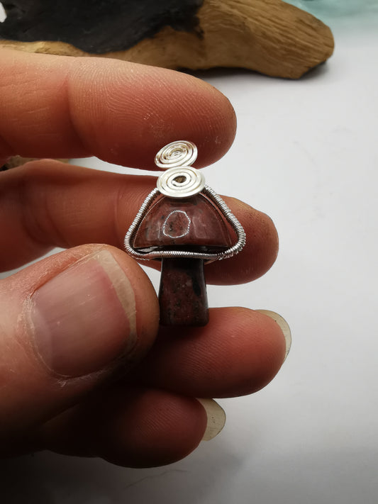 Sesame Stone Mushroom Pendant