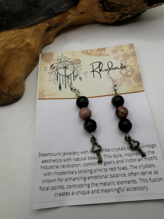 Steampunk Rhodonite Earrings