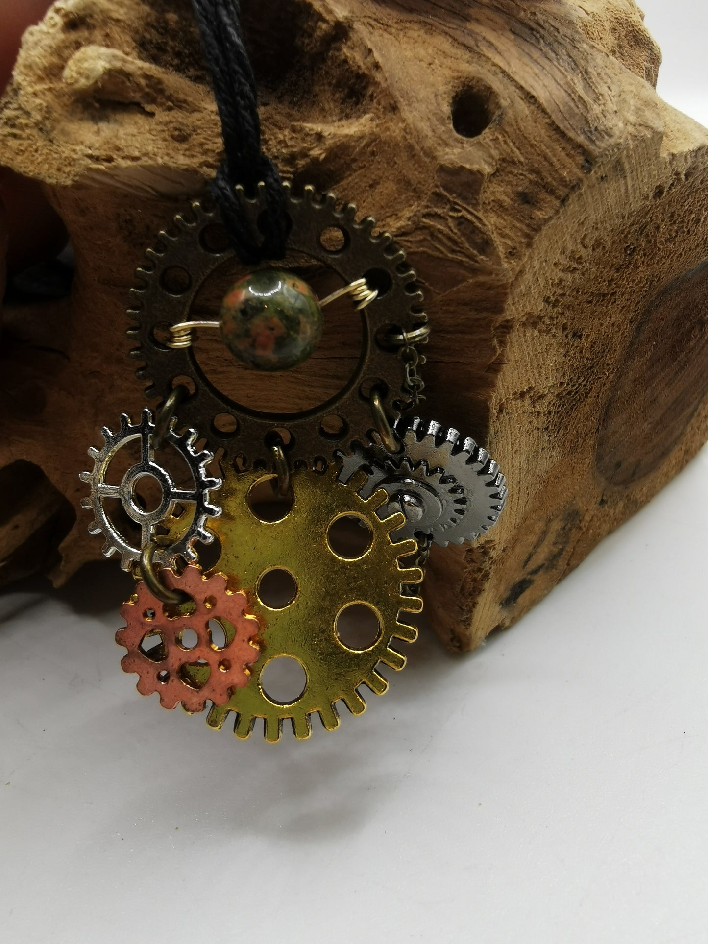 Steampunk Unakite Pendant