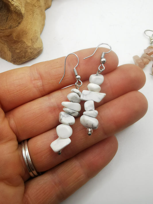 Howlite Crystal Chip Earrings