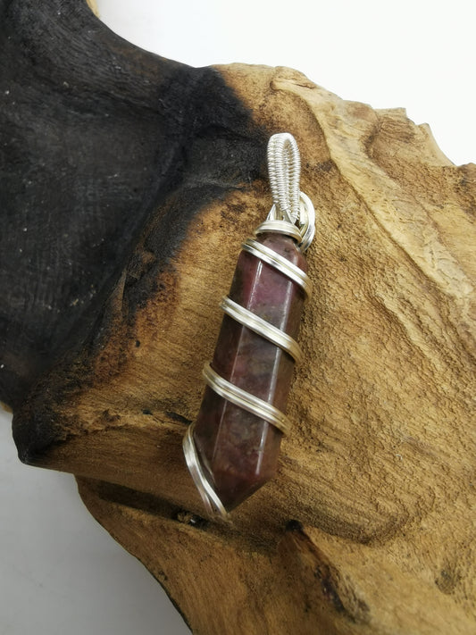 Rhodonite Point Crystal Pendant
