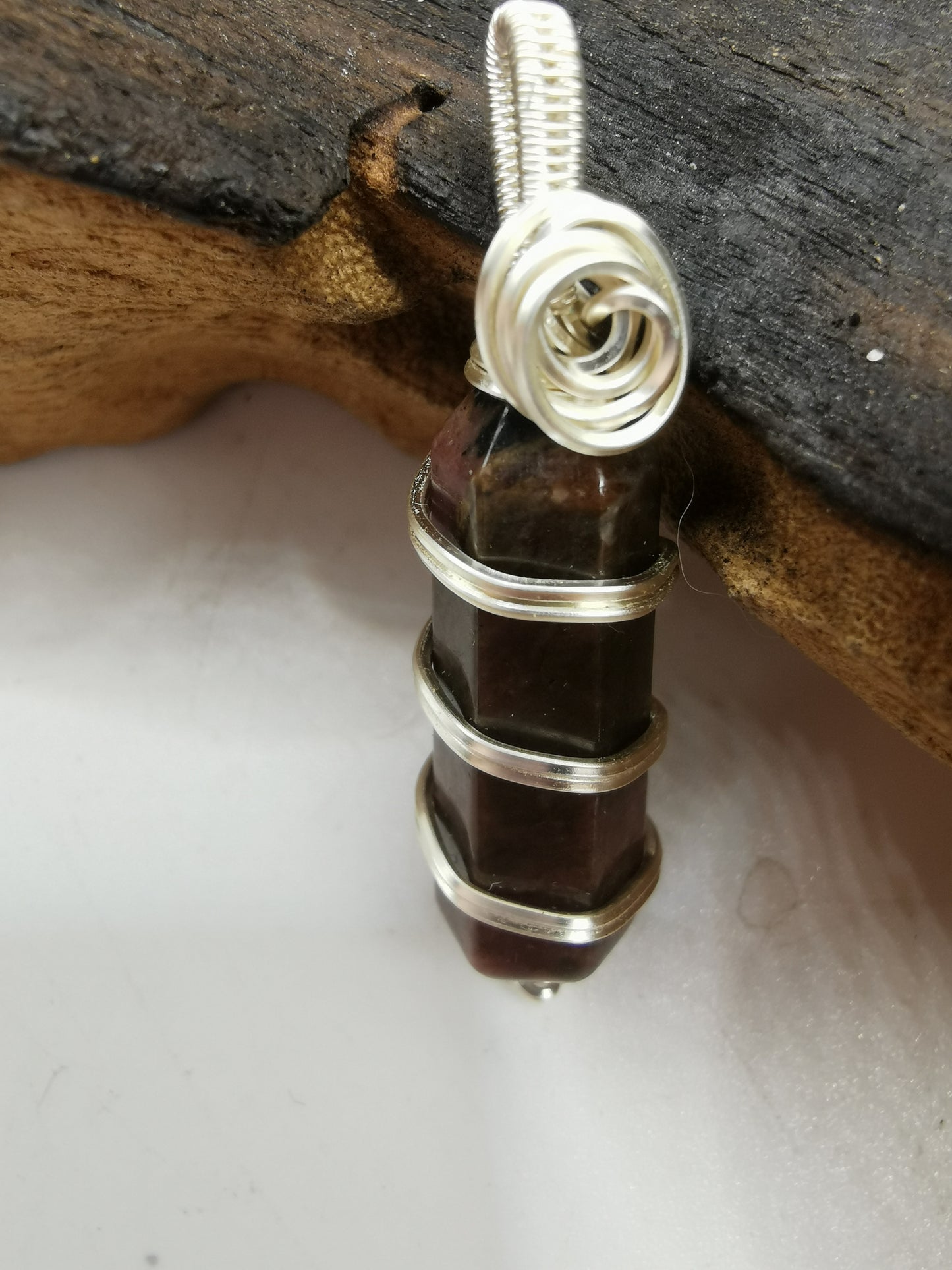 Rhodonite Point Crystal Pendant