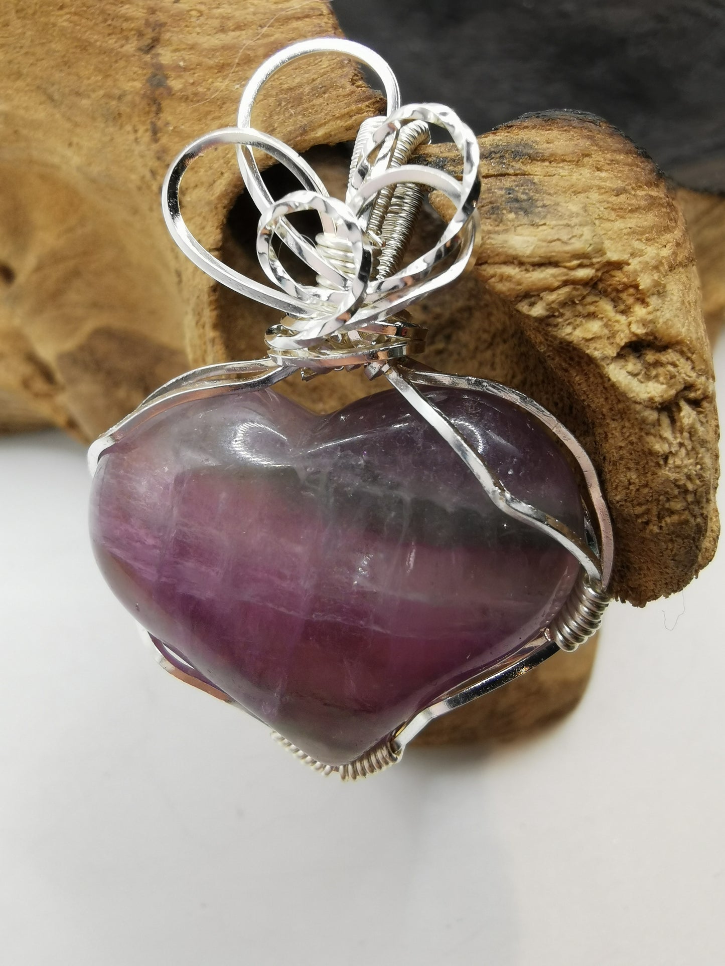 Fluorite Heart Crystal Pendant