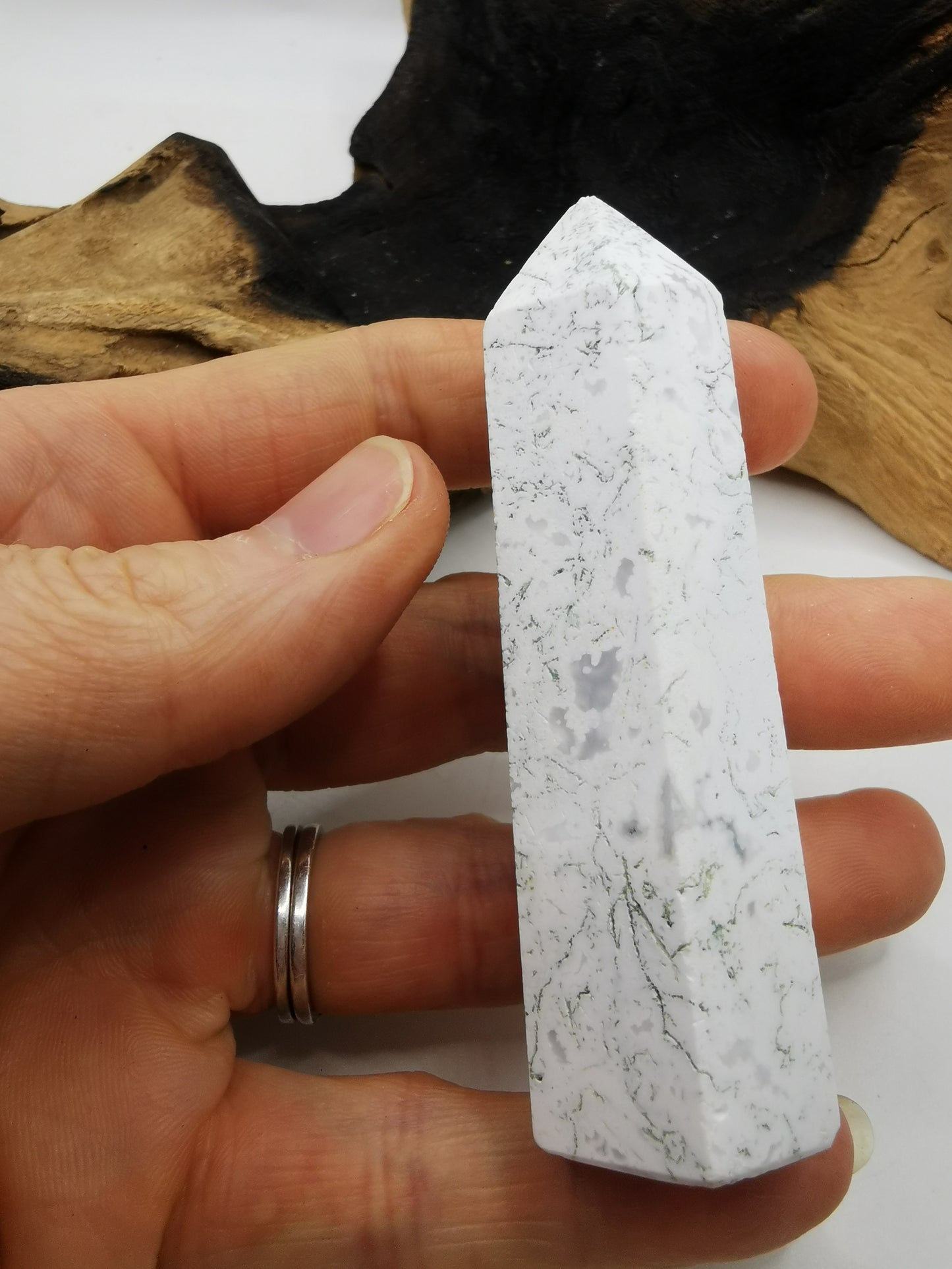 White Moss Agate Point N
