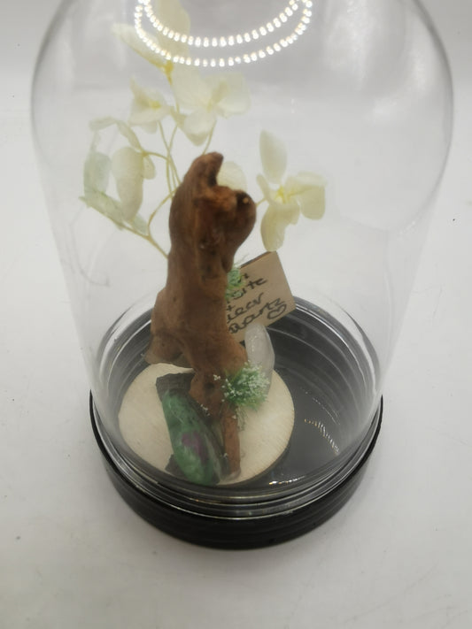 Ruby in Zoisite Heart & Clear Quartz Crystal Dome Terrarium