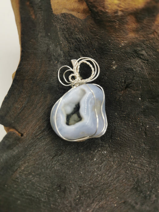Chalcedony Druzy Crystal Pendant