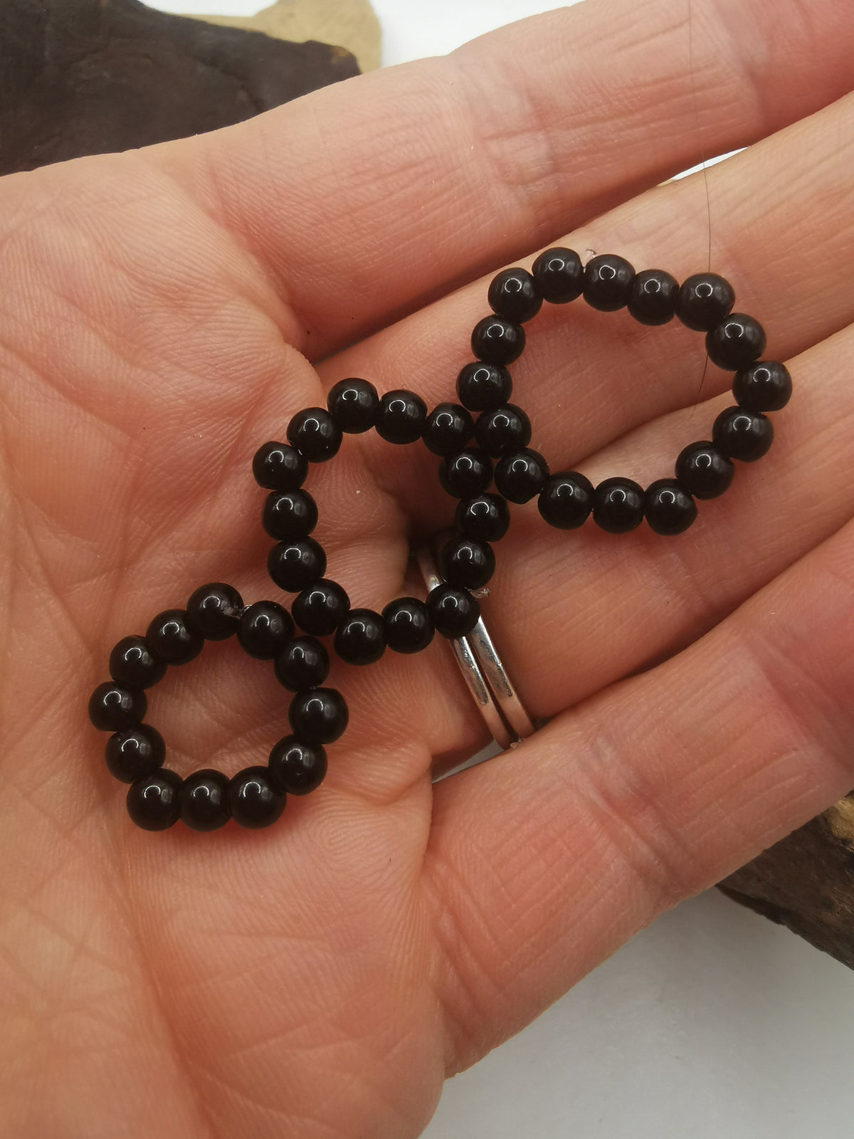 Black Obsidian 4mm Crystal Bead Rings