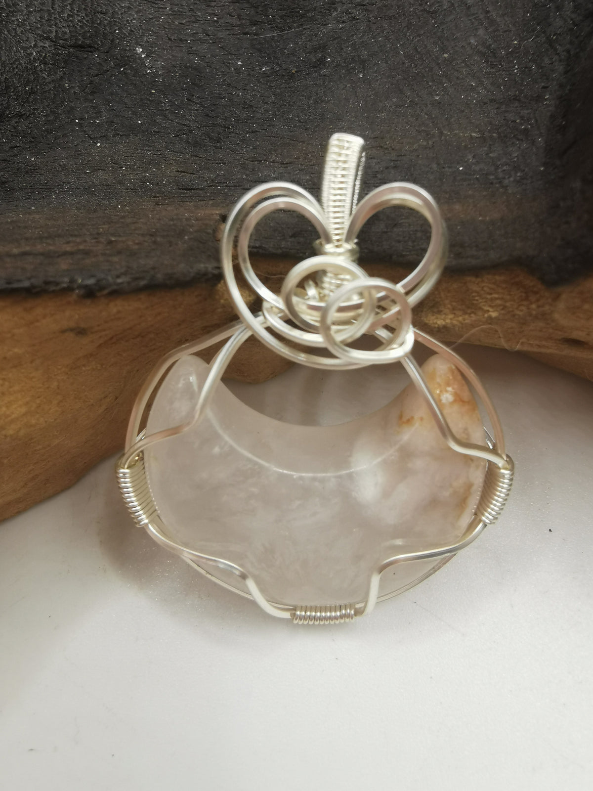 Cherry Agate Moon Crystal Pendant