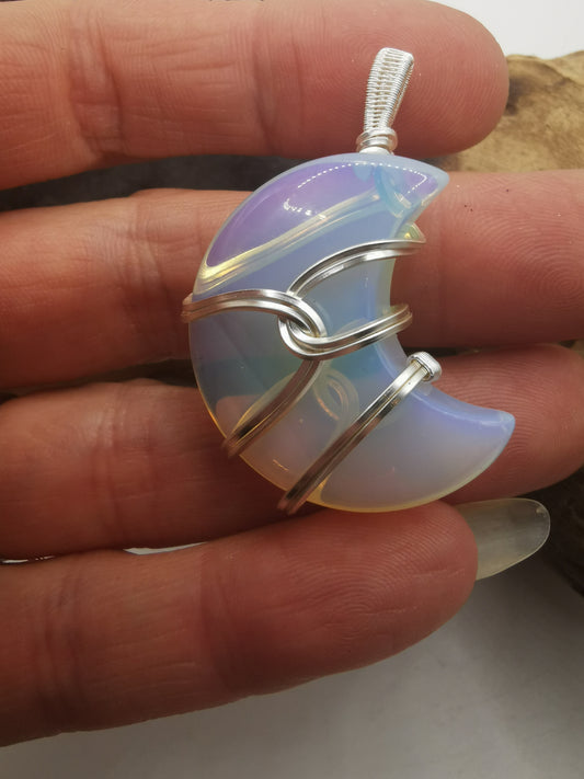 Opalite Moon Crystal Pendant