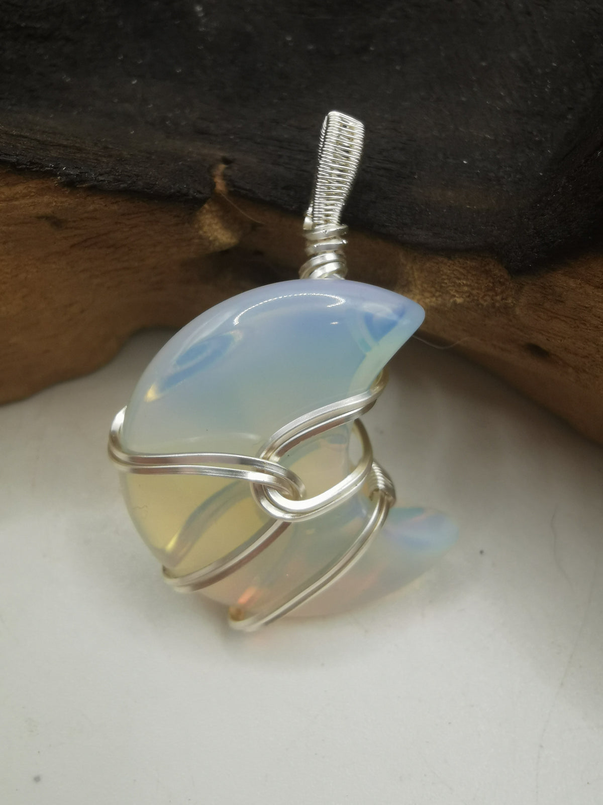Opalite Moon Crystal Pendant