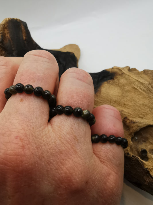 Rainbow Obsidian 4mm Crystal Bead Rings