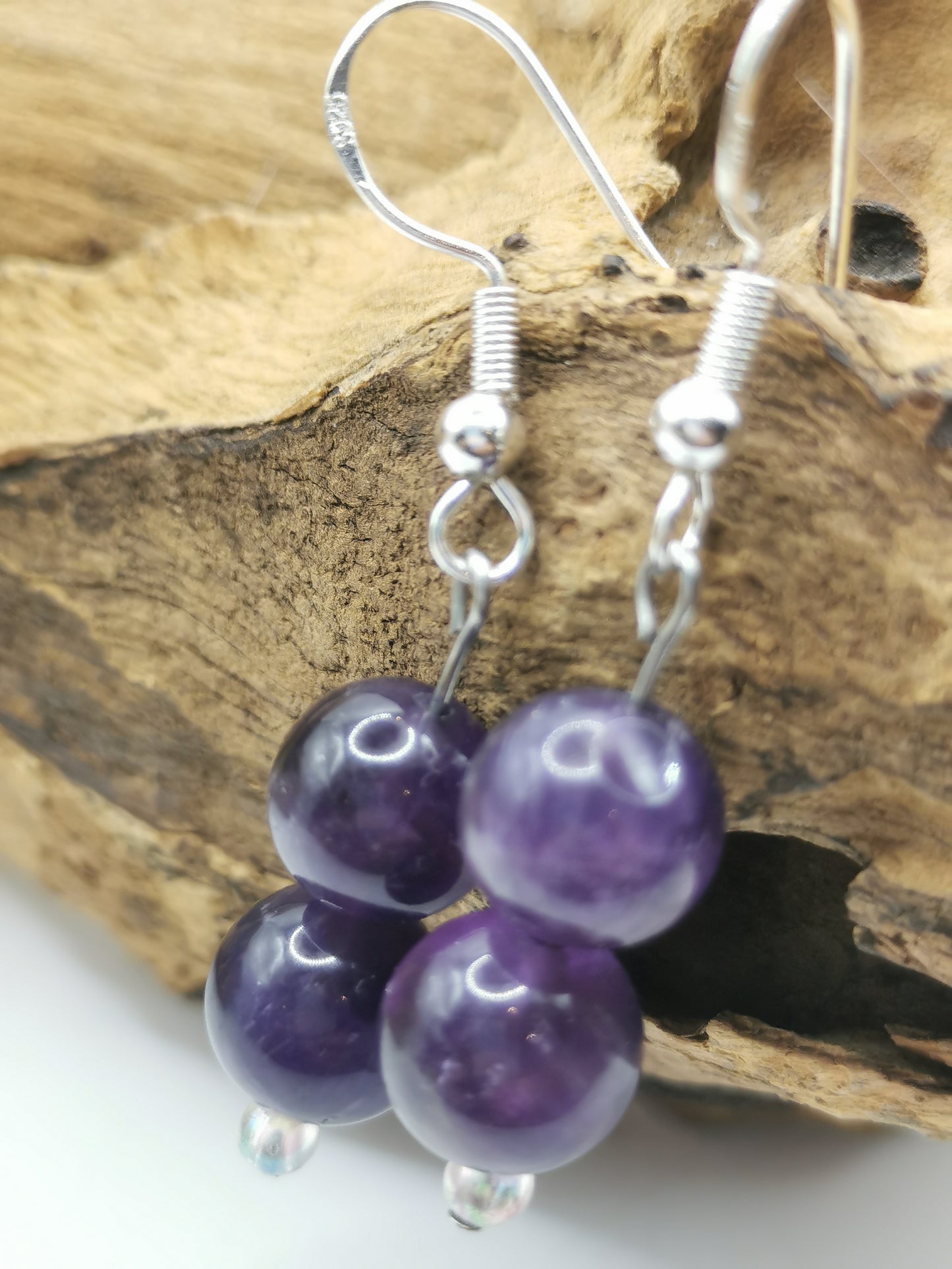 Amethyst Double Bead Earrings