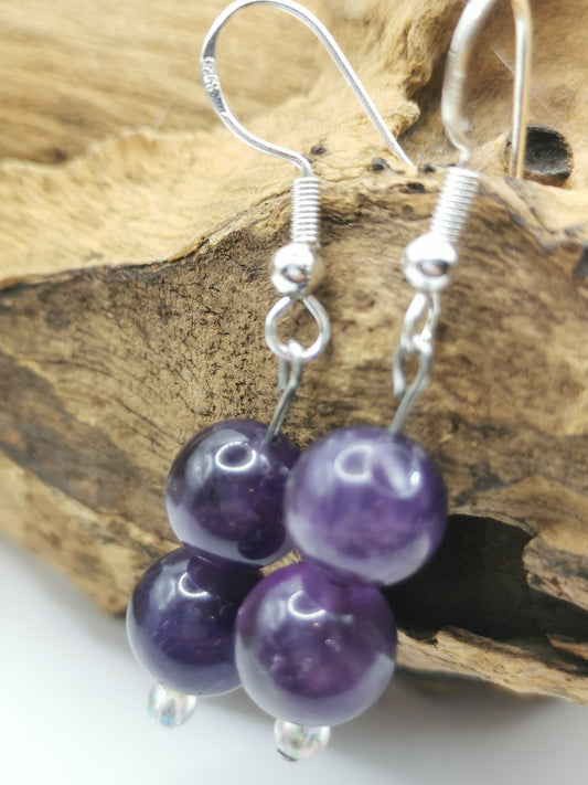 Amethyst Double Bead Earrings