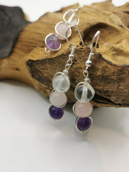 Triple Love Bead Earrings and Pendant Set