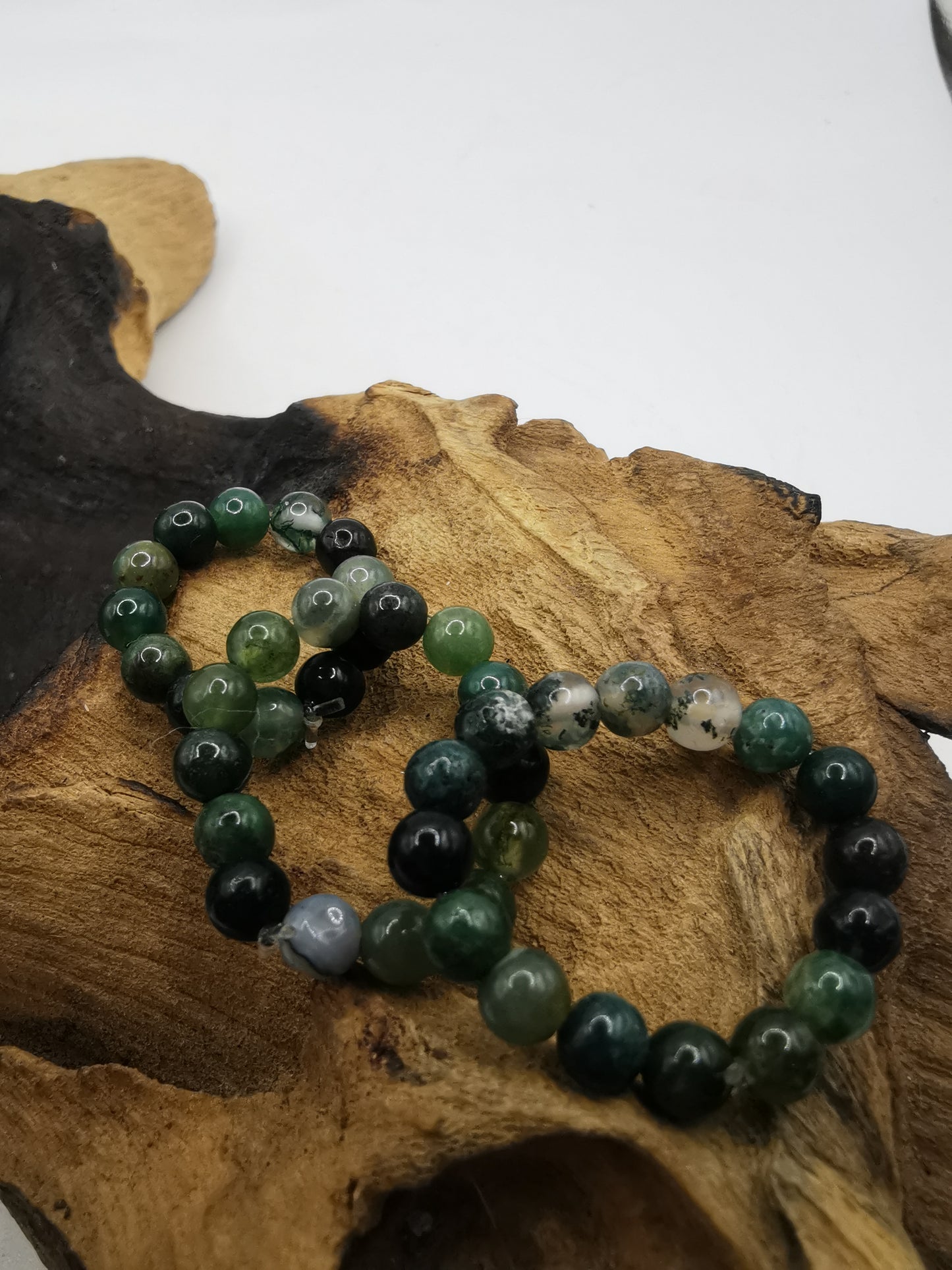 Moss Agate 4mm Crystal Bead Rings