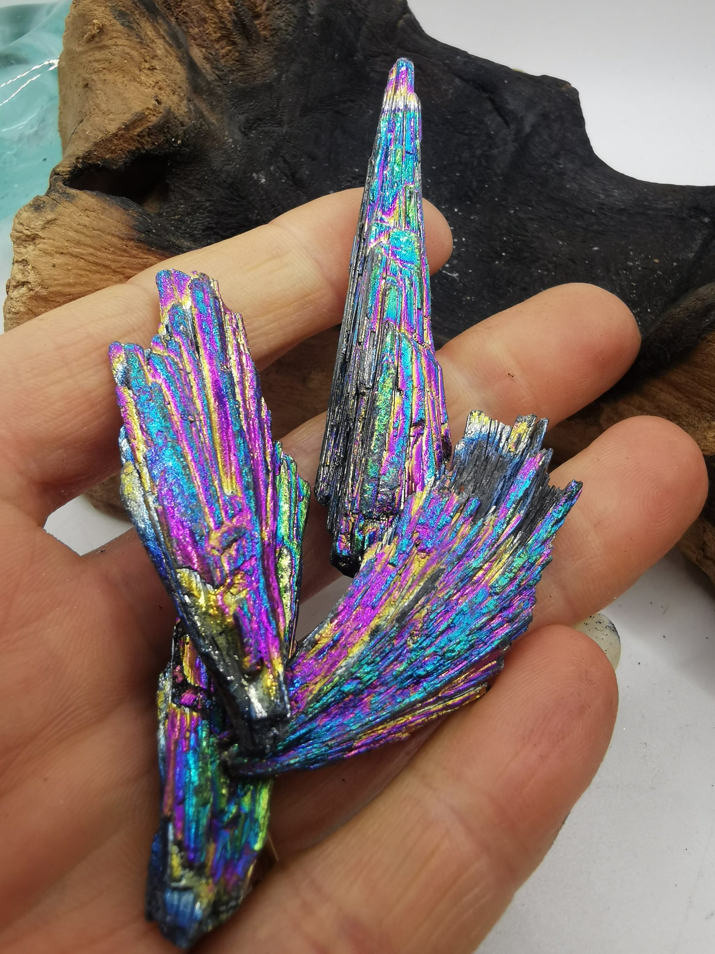 Rainbow Blue Tourmaline Feathers