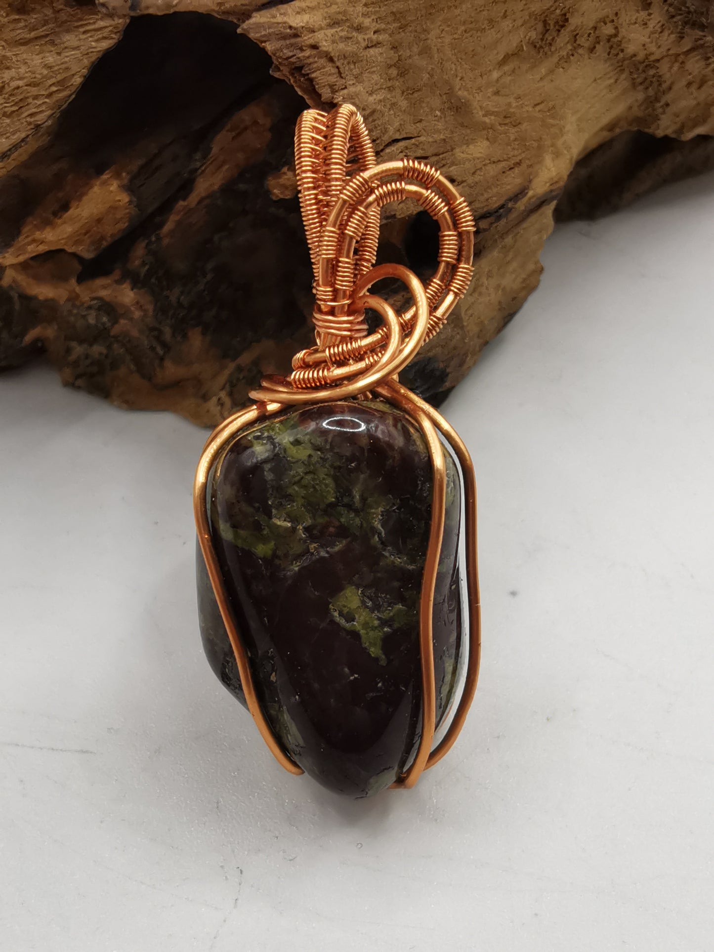 Copper Wire Wrapped Dragon Stone Jasper