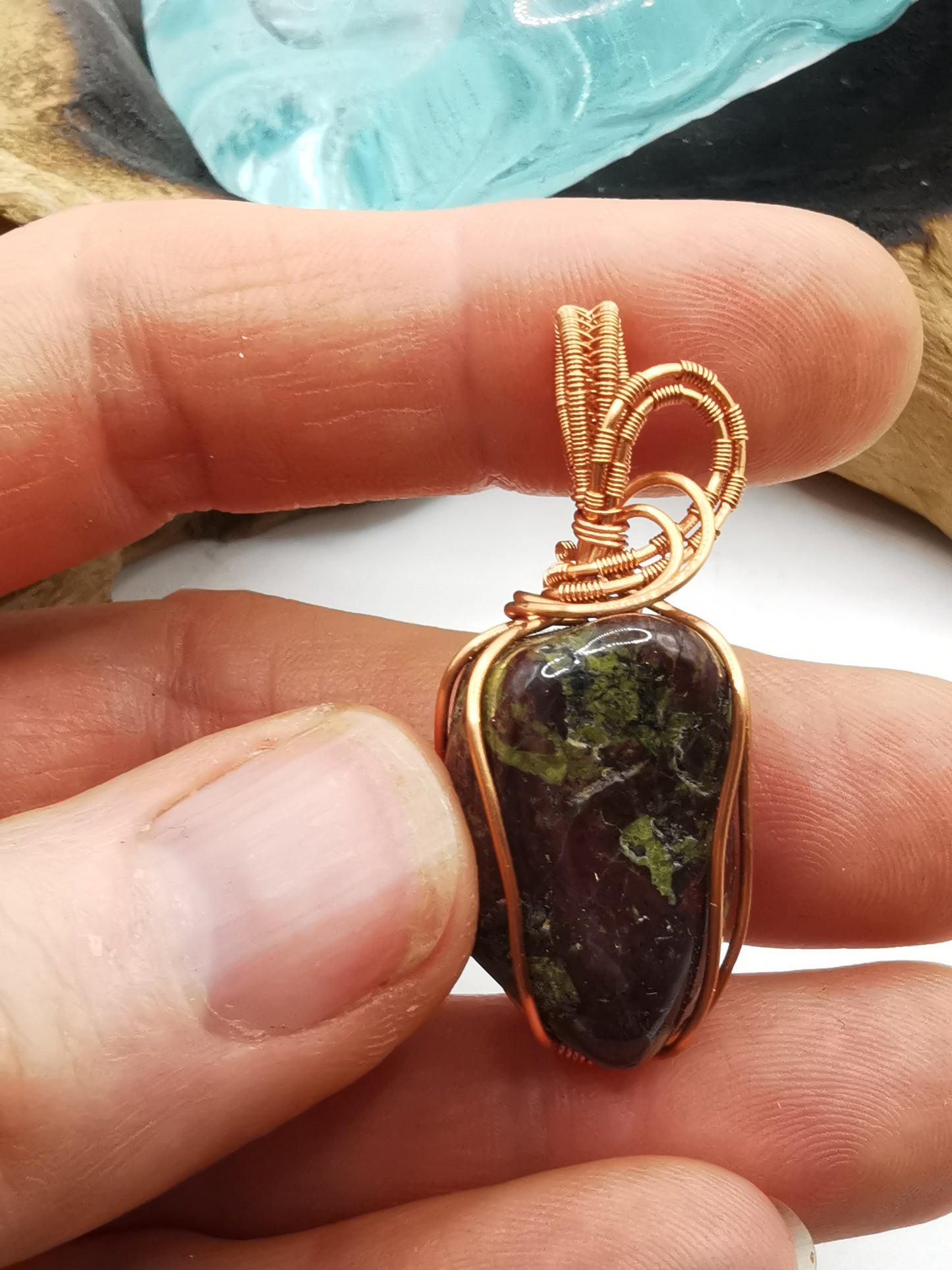Copper Wire Wrapped Dragon Stone Jasper