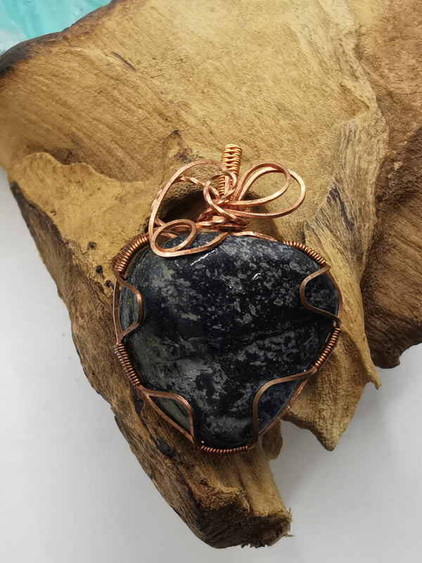 Copper Wire Wrapped Sodalite Pendant