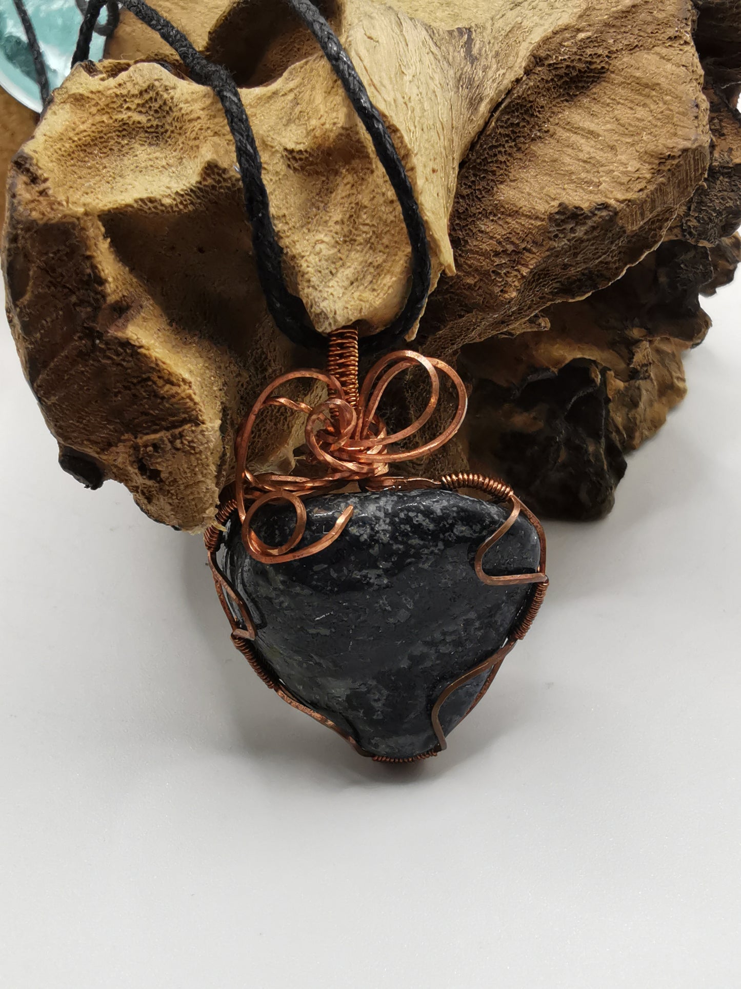 Copper Wire Wrapped Sodalite Pendant