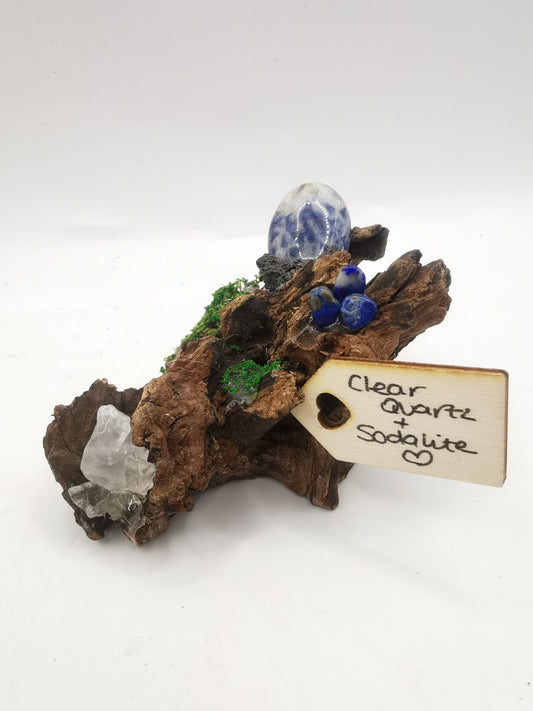 Clear Quartz & Sodalite Driftwood Ornament