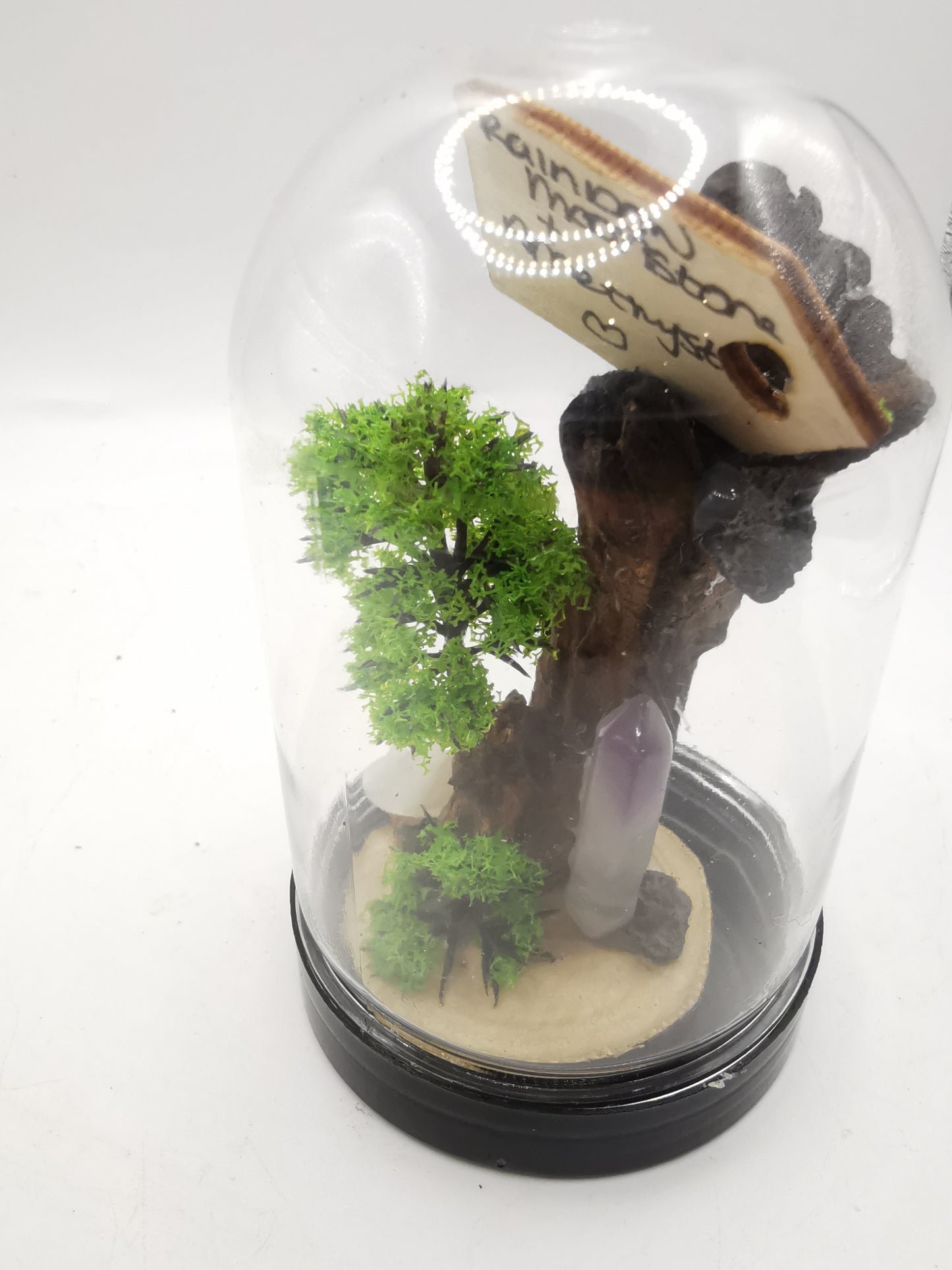 Rainbow Moonstone & Amethyst Crystal Terrarium