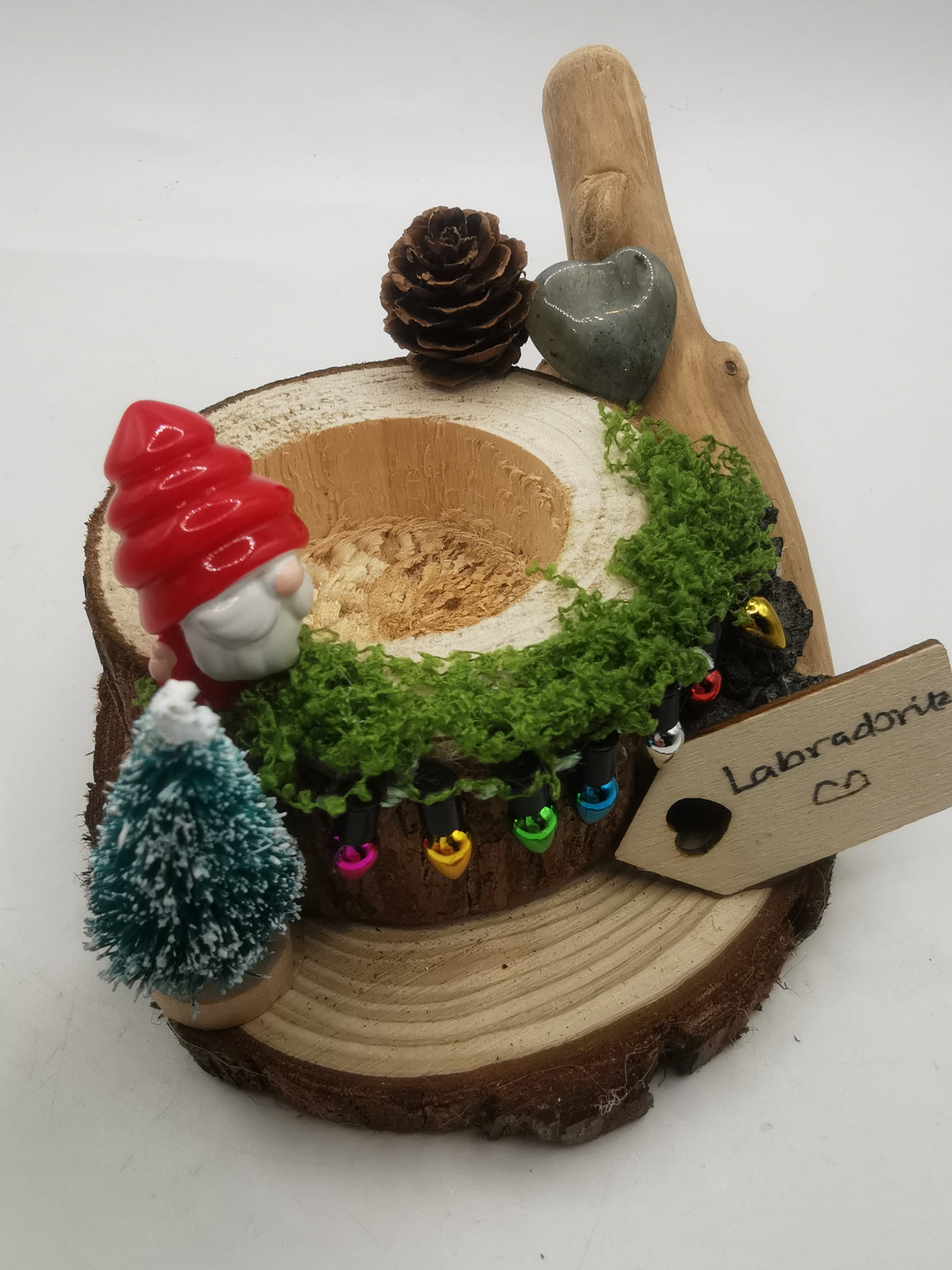 Labradorite Christmas Candle Holder
