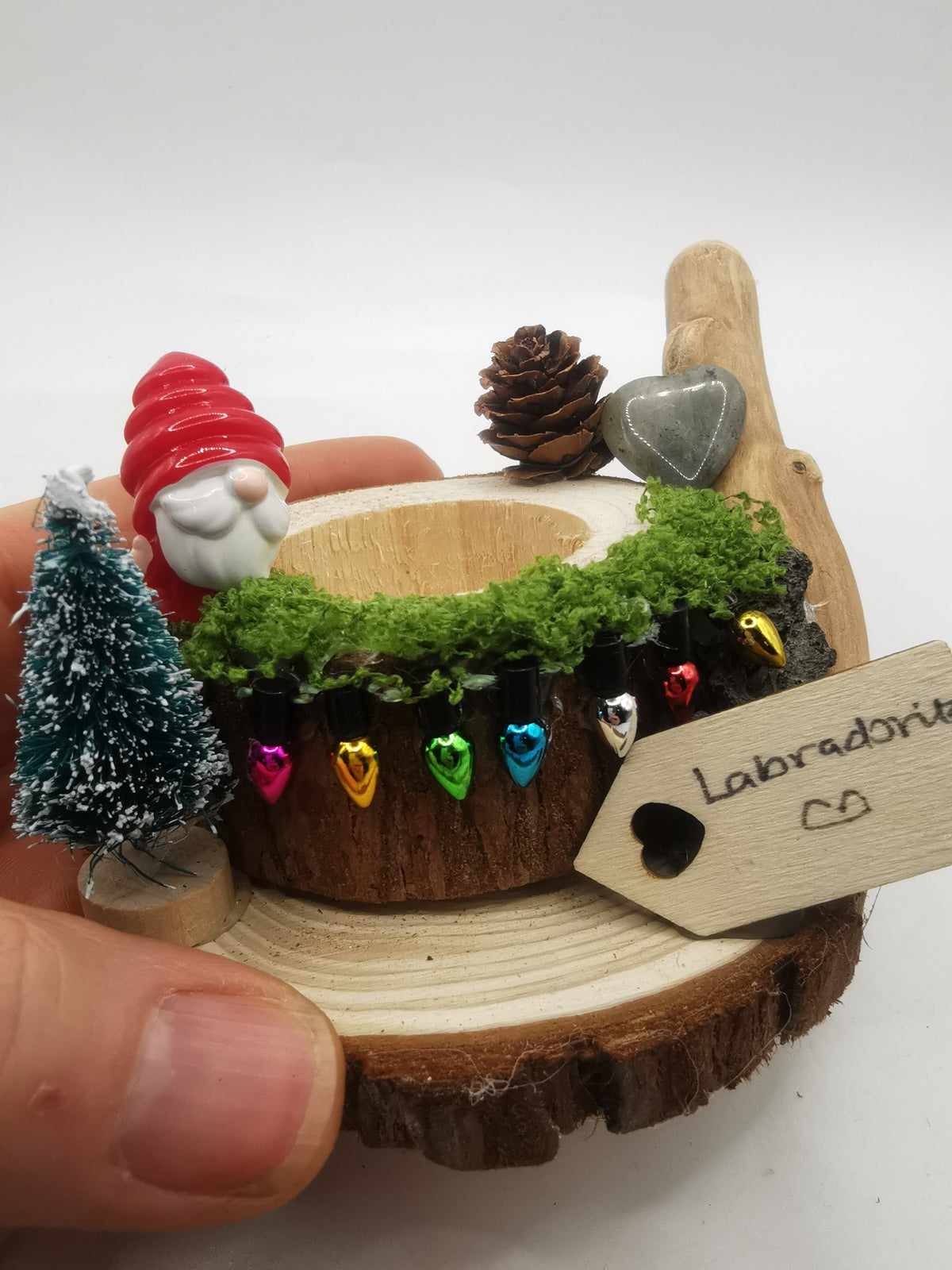 Labradorite Christmas Candle Holder