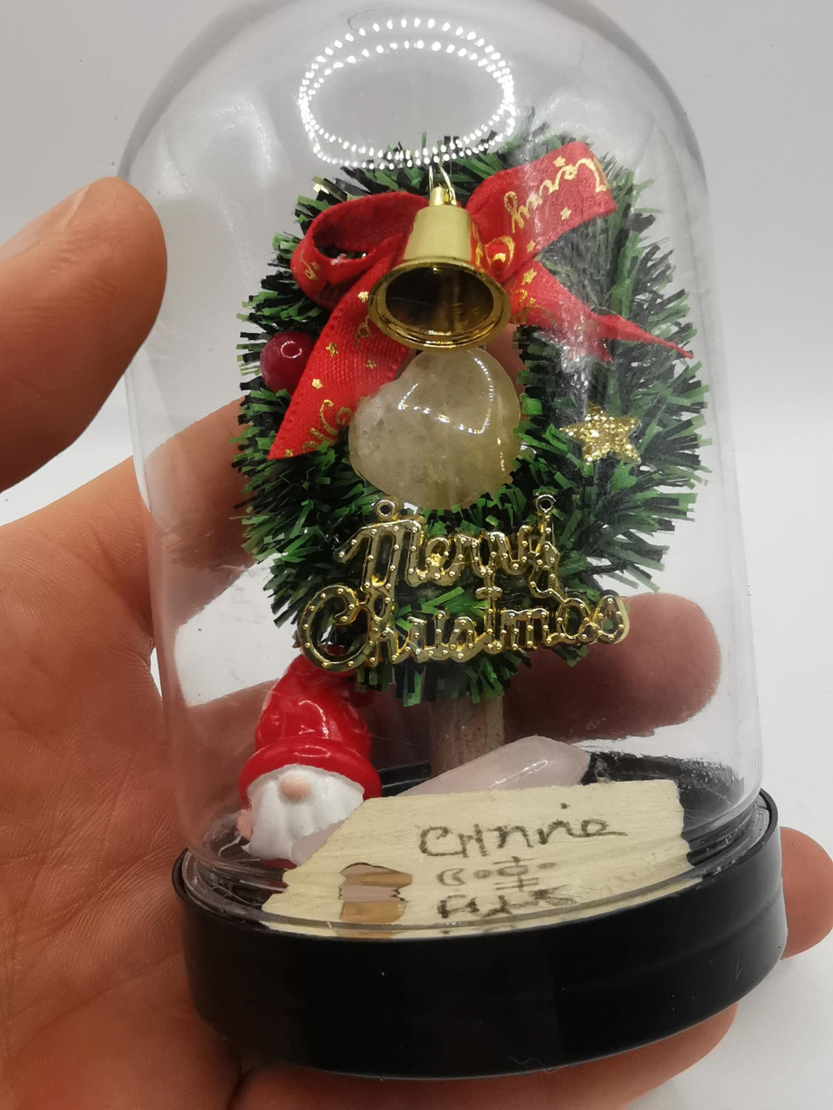 Citrine Heart & Rose Quartz Point Domed Terrarium