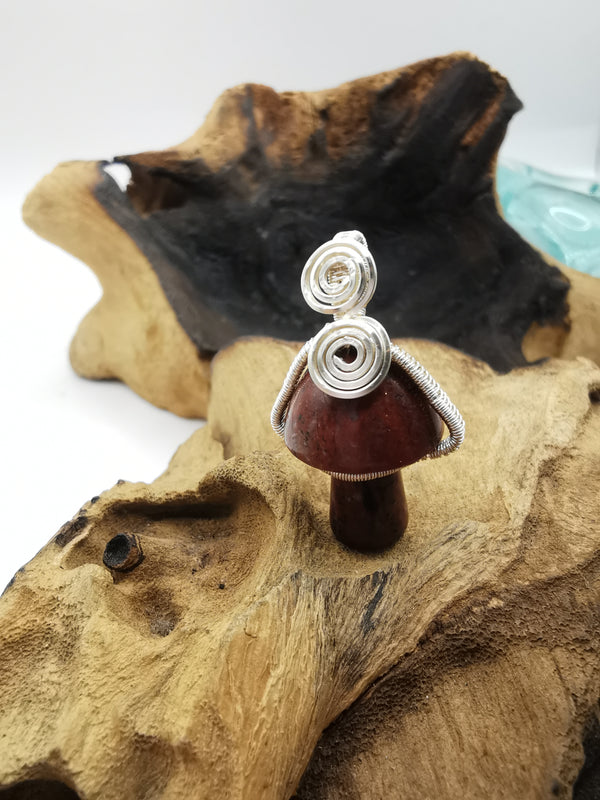 Sesame Stone Mushroom Pendant