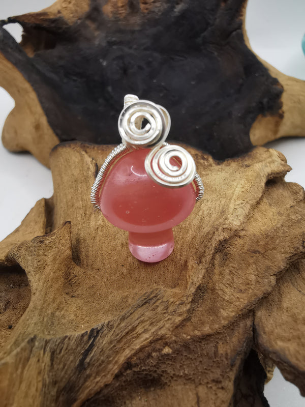 Cherry Quartz Mushroom Pendant