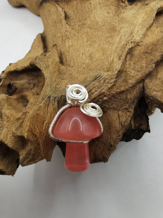 Cherry Quartz Mushroom Pnedant