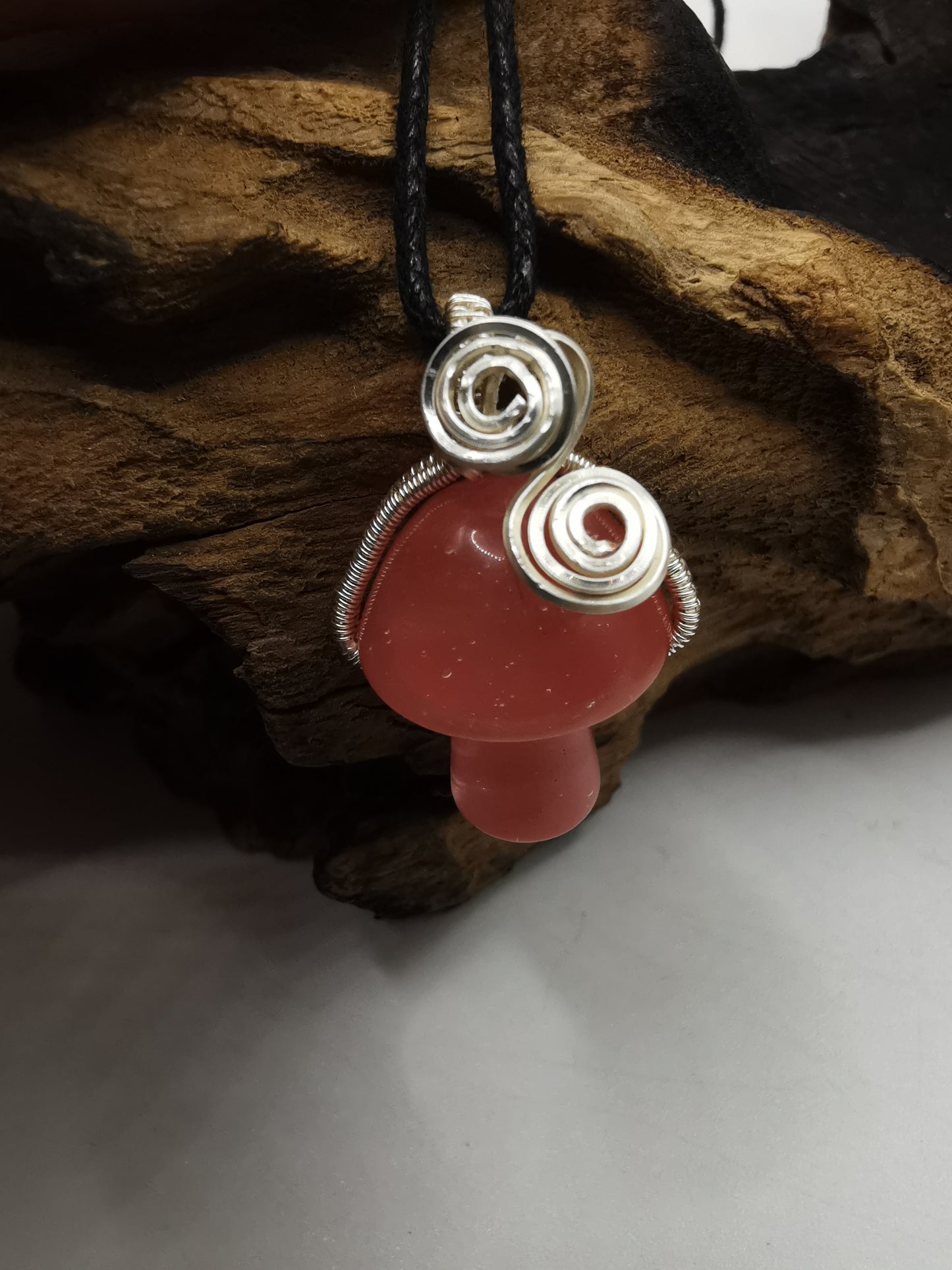 Cherry Quartz Mushroom Pendant