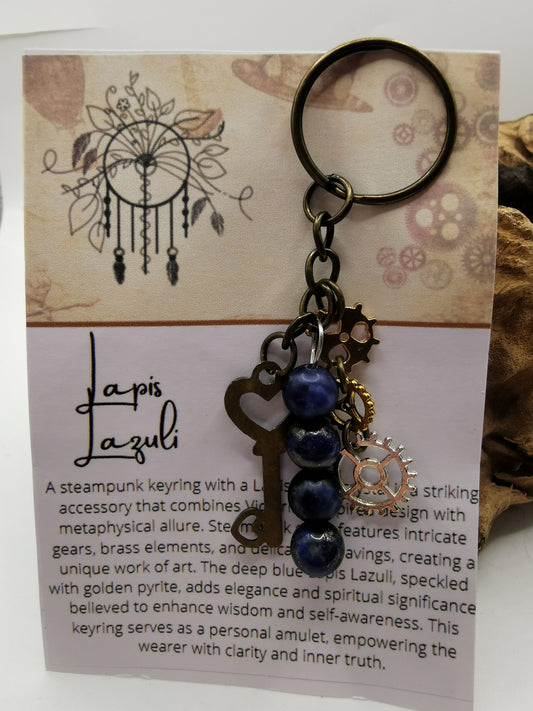 Steampunk Lapis Lazuli Keyring
