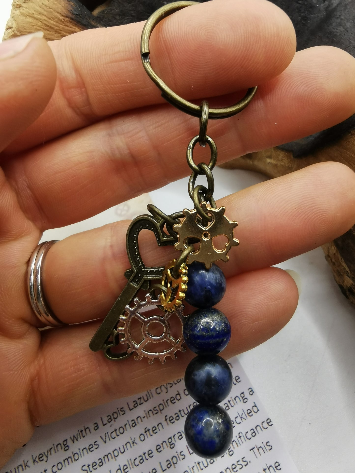 Steampunk Lapis Lazuli Keyring