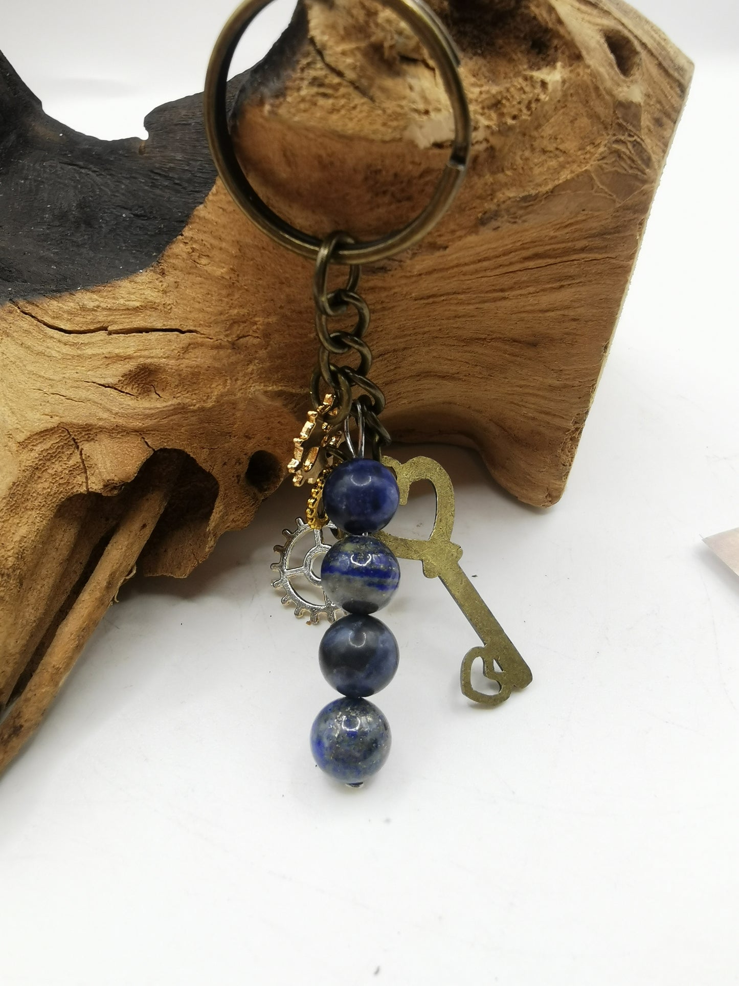Steampunk Lapis Lazuli Keyring