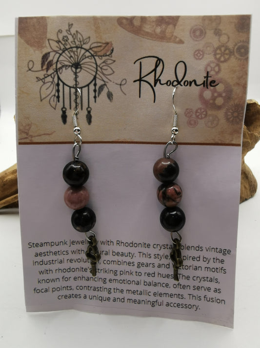 Steampunk Rhodonite Earrings
