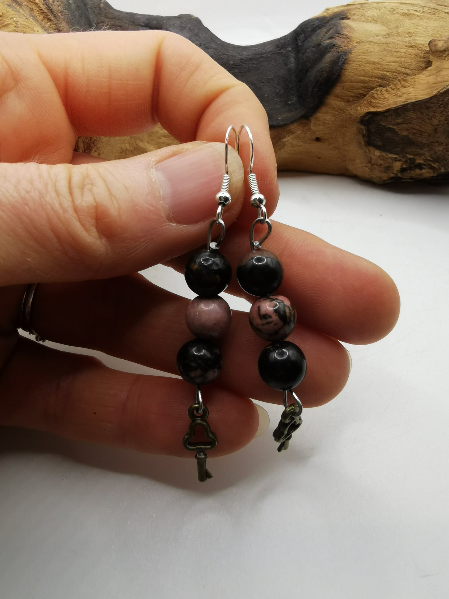 Steampunk Rhodonite Earrings