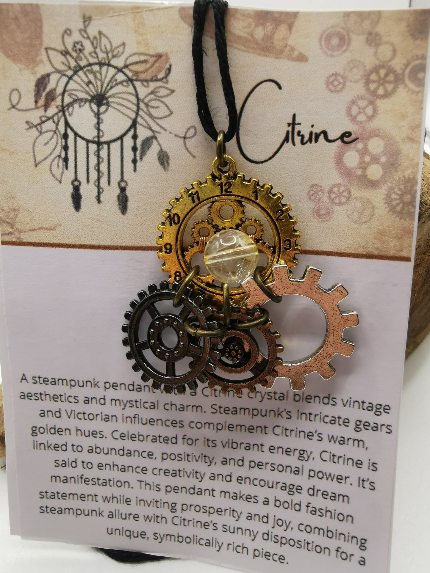 Steampunk Citrine Pendant