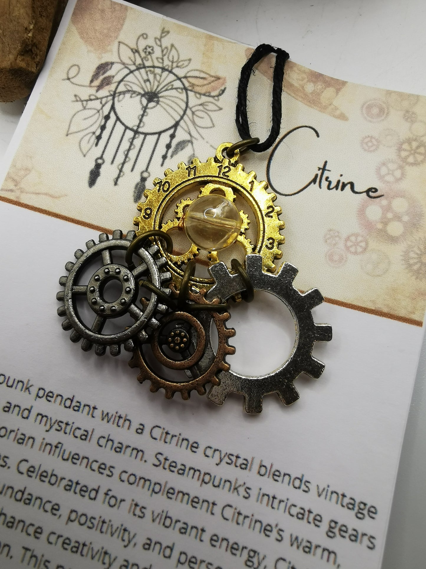 Steampunk Citrine Pendant