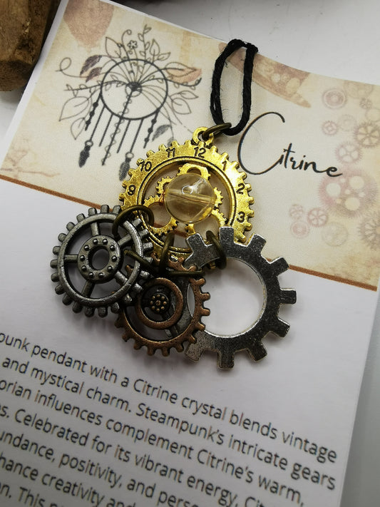 Steampunk Citrine Pendant