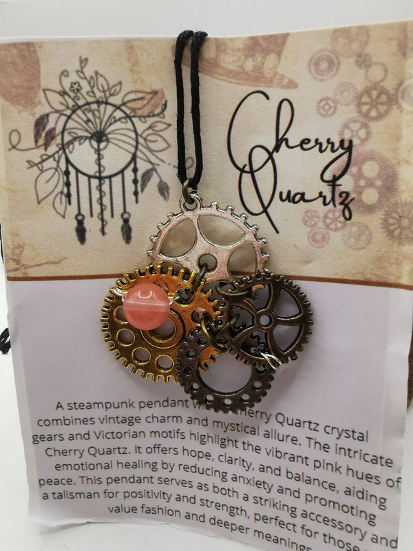 Steampunk Cherry Quartz Pendant