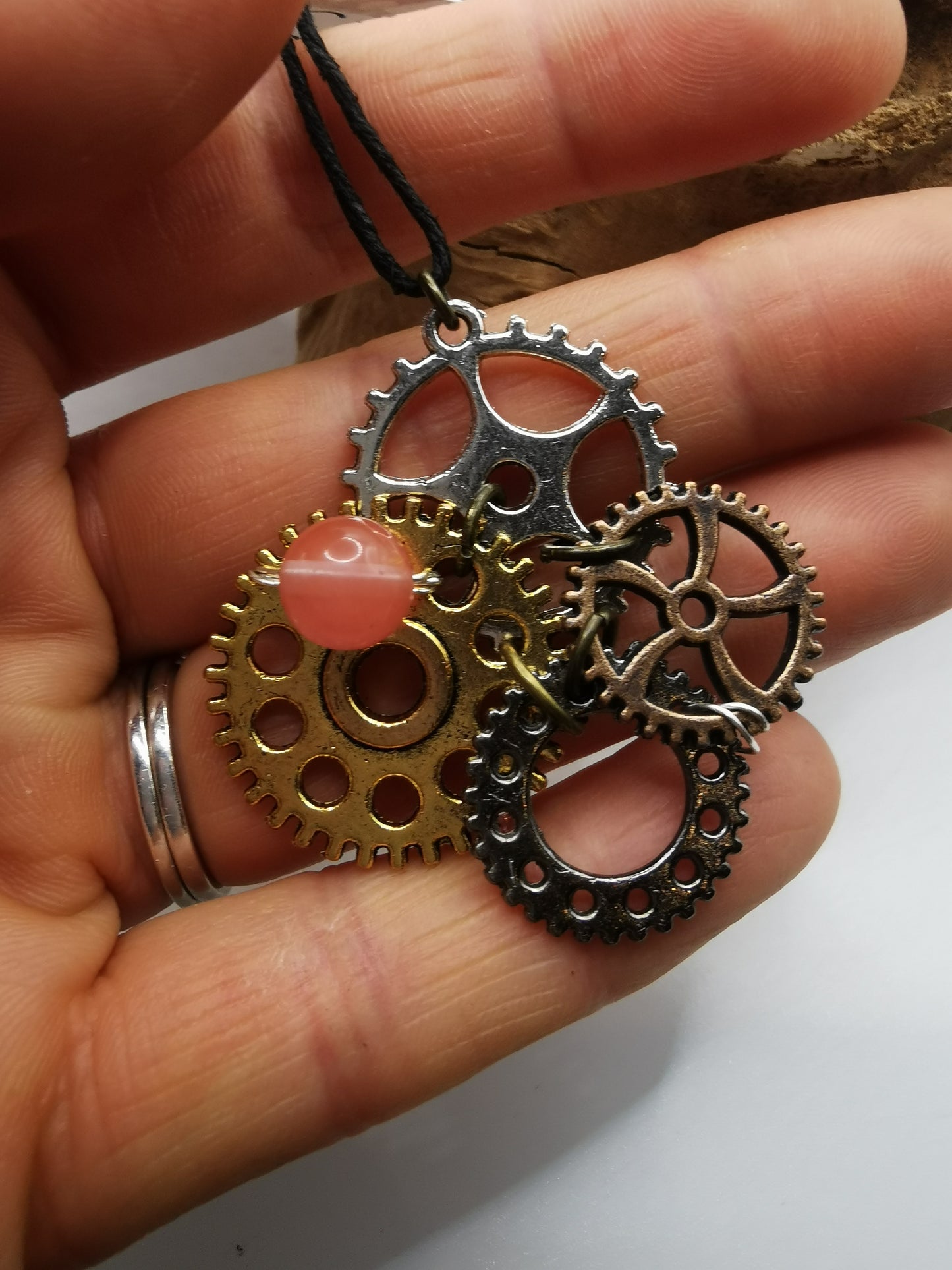 Steampunk Cherry Quartz Pendant